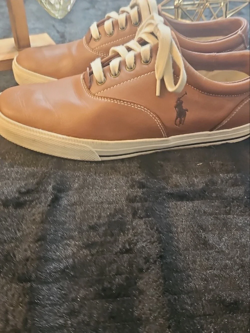 Polo by Ralph Lauren Tan Leather Low-Top Sneakers